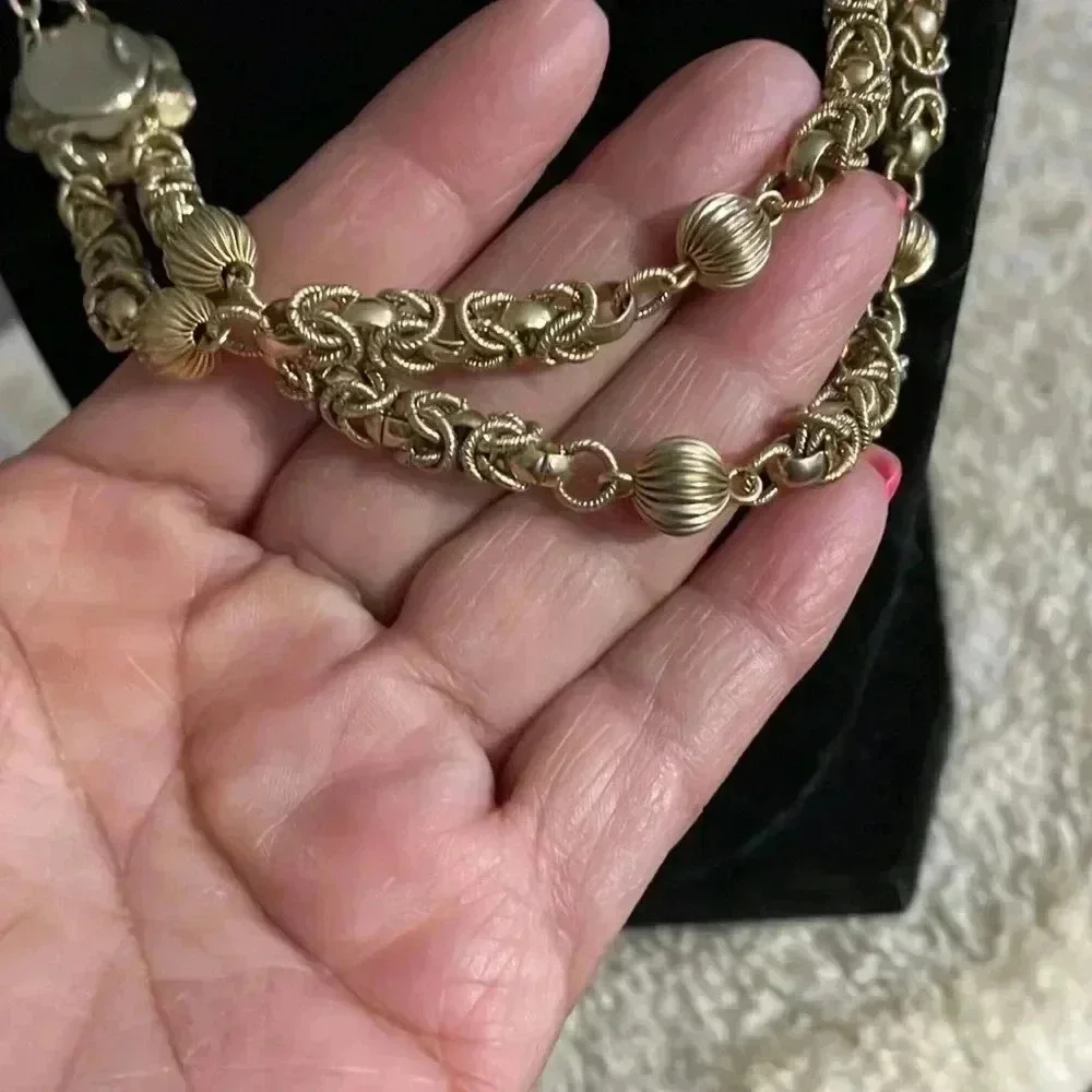 Vintage japan double strand gold tone necklace